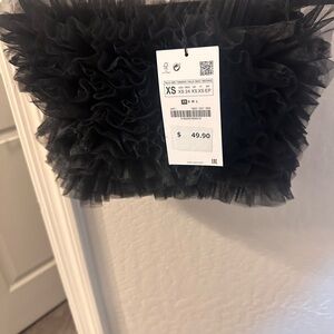 Zara Black Crop Top strapless